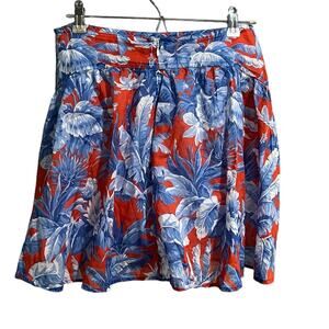 J.Crew Red White & Blue Floral Flounce Mini Skirt Womens Size 8 Vacation Travel